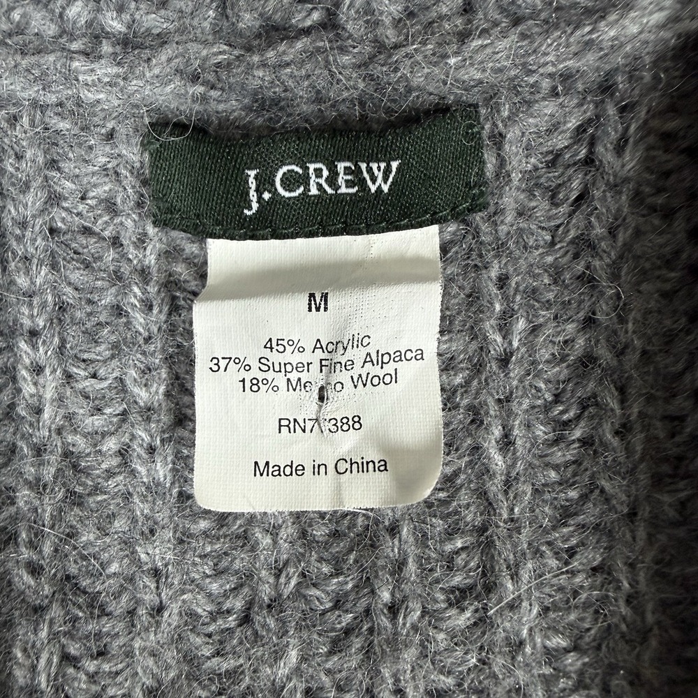 J. Crew Sweater Women's Medium Gray Full Zip Alpaca Wool Blend Cardigan - Picture 4 of 9